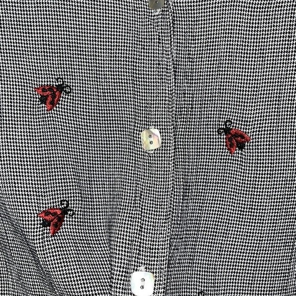 Teddi Womans Vintage Houndstooth sleeveless 2X embroidered ladybugs top - Picture 3 of 8